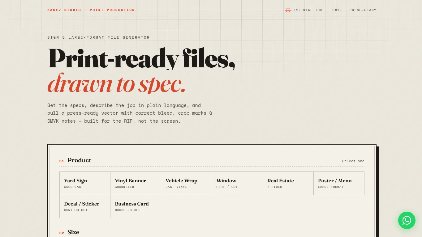 Sign File Generator website built by Base7 Studio